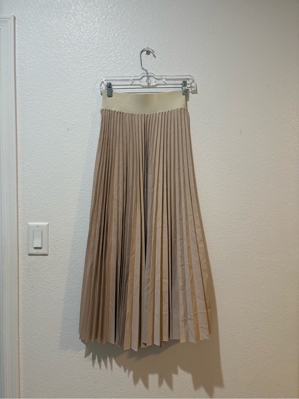 NEW LOYD FORD 1 Small Beige Pleated Midi Skirt 2607 denim deluxe